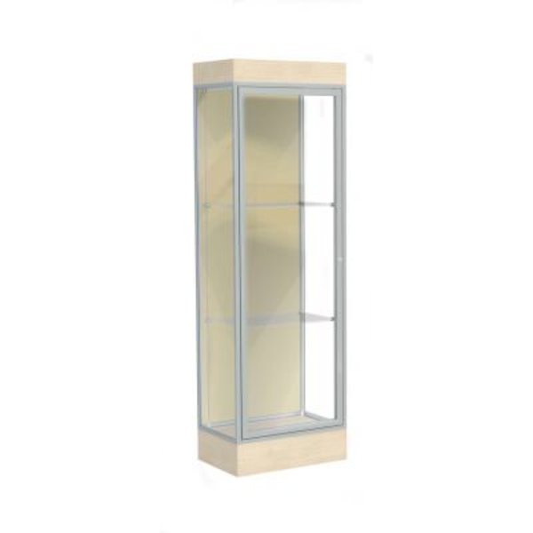 Waddell Display Case Of Ghent Edge Lighted Floor Case, Silk Back, Satin Frame, 6" Chardonnay Base, 24"W x 76"H x 20"D 91LFSK-SN-CD